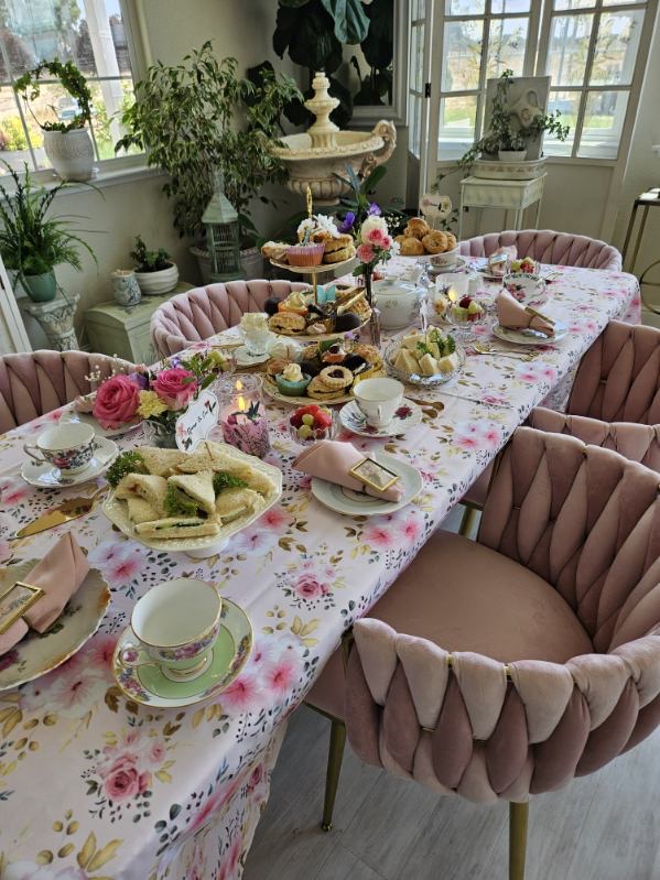 Guests gathered around a styled event table